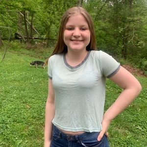 Super cute light blue cropped ter